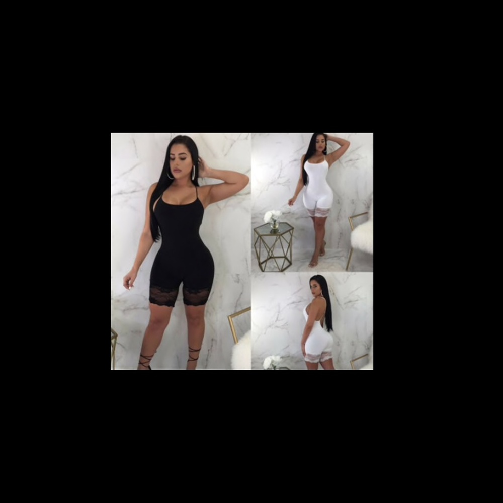 (Black) Lace Romper Shorts